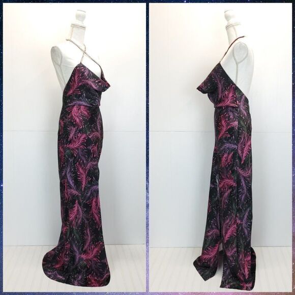 NICHOLAS Melia Cocktail Dress 100% Silk Rhinestone Halter Neck - Picture 7 of 14